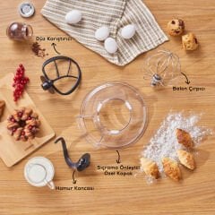 Karaca Pro Artisan Tartılı Dijital Ekran Zaman Ayarlı Döküm Hamur Yoğurma Makinesi Rosegold 1600W 5L