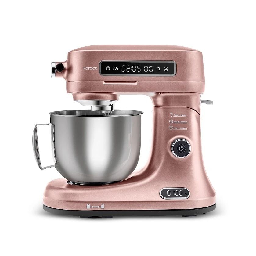 Karaca Pro Artisan Tartılı Dijital Ekran Zaman Ayarlı Döküm Hamur Yoğurma Makinesi Rosegold 1600W 5L