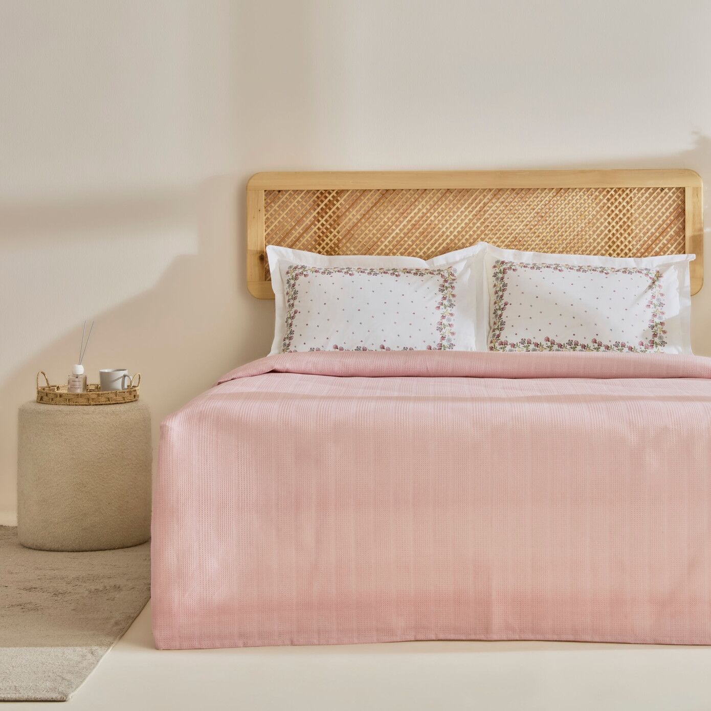 Karaca Home Roshell %100 Pamuk Tek Kişilik Pike Takımı Pudra