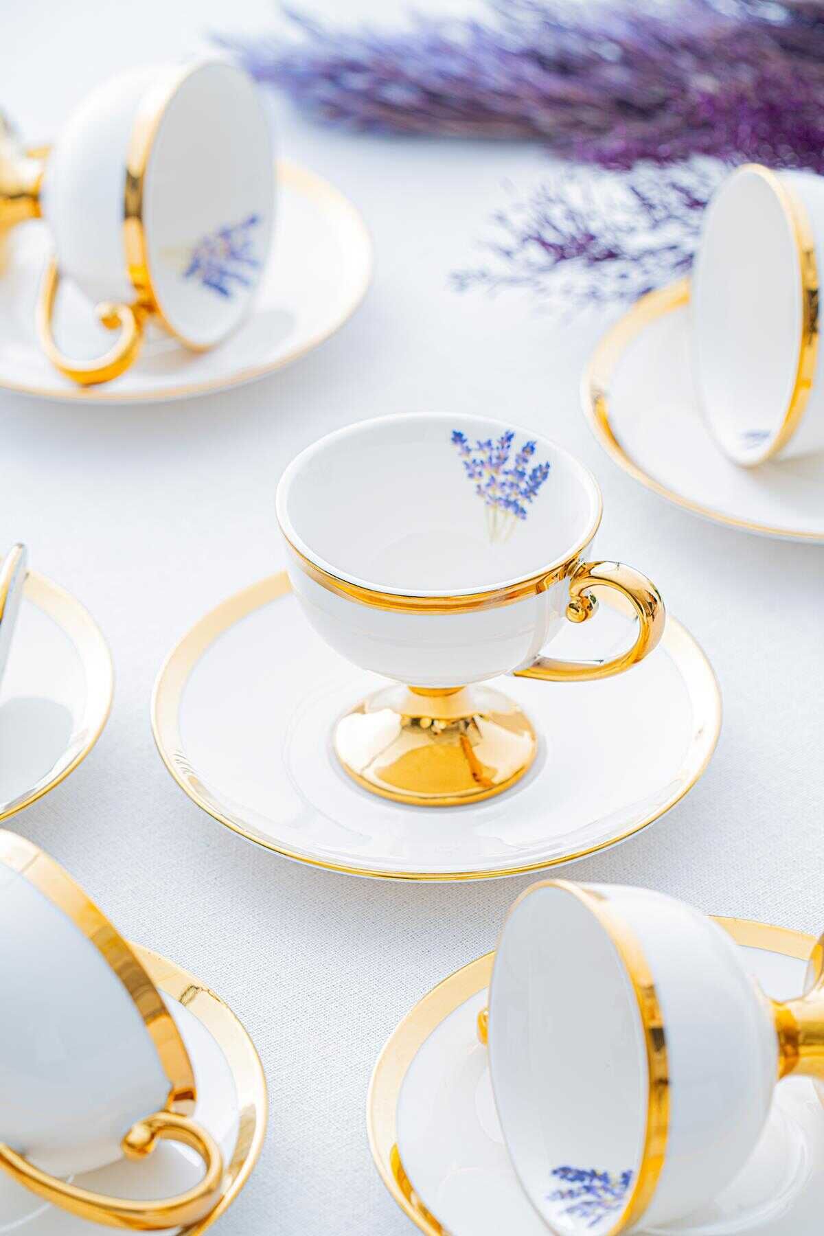 Acar HXF-05176/12 Miranda Beyaz 6 Kişilik Porselen Kahve Fincanı Takımı - 90 ml