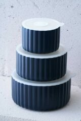 Acar KAL-07464/6 Blush 10/13/15 cm 3 lü Kapaklı Saklama Kabı - Lacivert