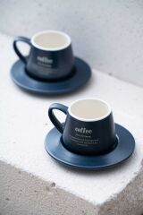 Acar KAL-07459/12 Blush 2 Kişilik 90 ml Kahve Fincan Takımı - Lacivert