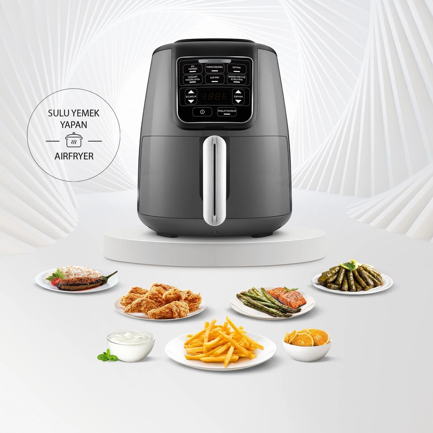 Karaca Air Pro Cook XL 2 in 1 Konuşan Airfryer Space Gray 4 Kişilik