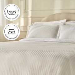 Karaca Home White Collection Vessa 120 Tel %100 Pamuk Saten Çift Kişilik Nevresim Takımı Çizgili Beyaz