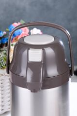 Cooker CKR2007 2.5 Lt Çift Katlı Paslanmaz Çelik Pompalı Termos 2.5 LİTRE - Kahverengi