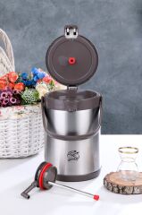 Cooker CKR2007 2.5 Lt Çift Katlı Paslanmaz Çelik Pompalı Termos 2.5 LİTRE - Kahverengi