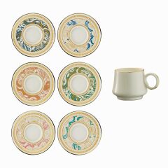 Sandro Moreno 1453 Şal Yüzük Gold 12 Parça 6 Kişilik Kahve Fincan Takım - 90 ml
