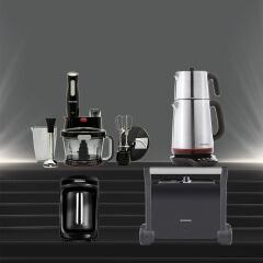 Homend Premium 4'lü Elektrikli Çeyiz Seti Tost, Kahve, Çay Makinesi ve Blender Seti Siyah