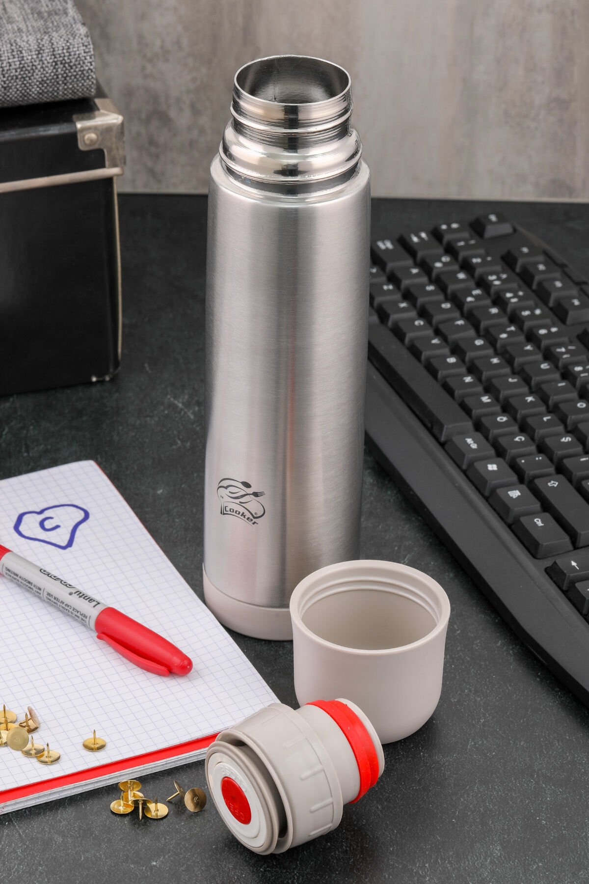 Cooker CKR2001 500 ml Çift Katlı Paslanmaz Çelik Termos 500 ML - Gri
