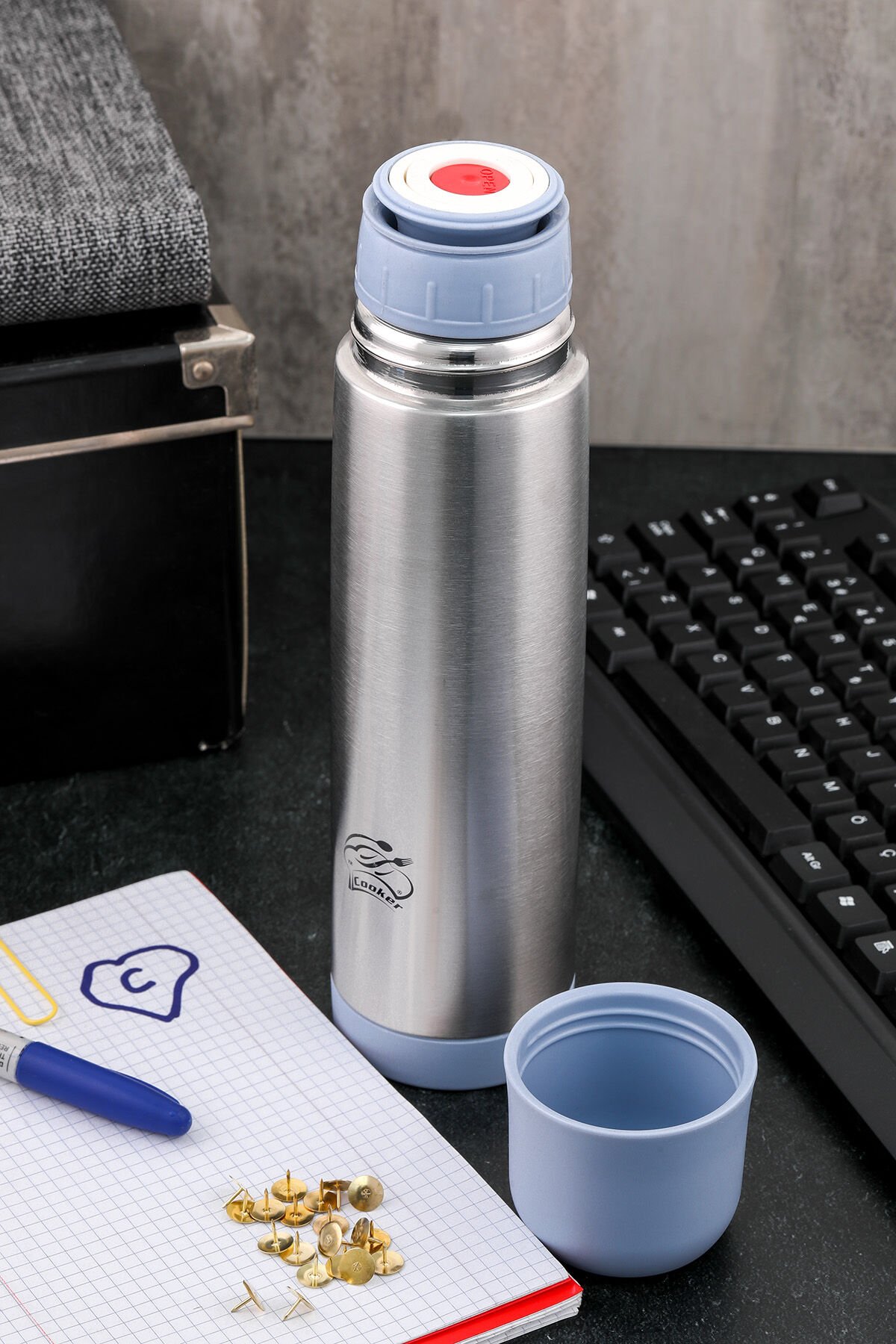 Cooker CKR2001 500 ml Çift Katlı Paslanmaz Çelik Termos 500 ML - Mavi