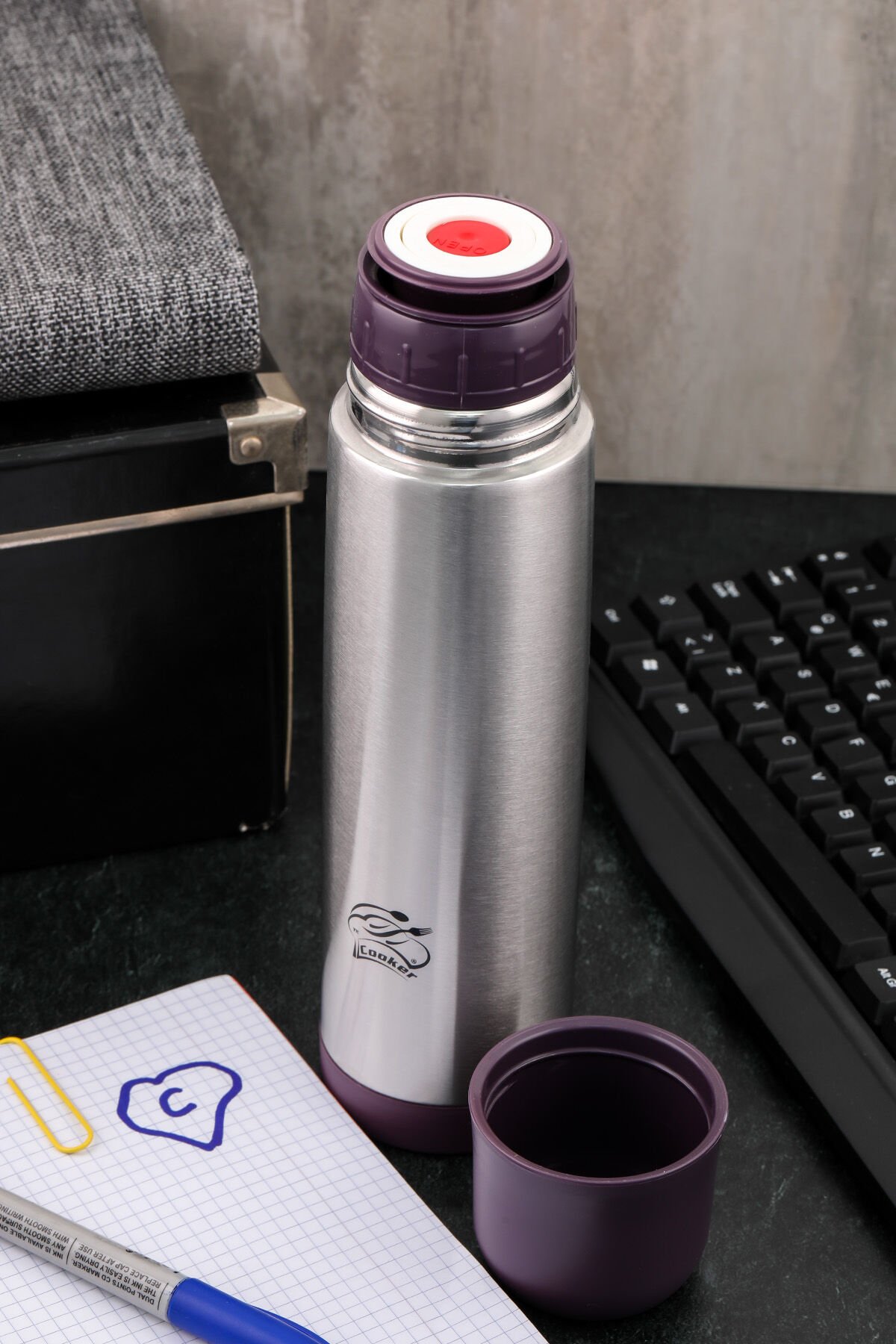 Cooker CKR2001 500 ml Çift Katlı Paslanmaz Çelik Termos 500 ML - Mor