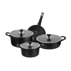 Aryıldız Parma Cast Alu Tencere Set Black 7 Parça