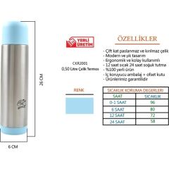 Cooker CKR2001 500 ml Çift Katlı Paslanmaz Çelik Termos 500 ML - Turkuaz