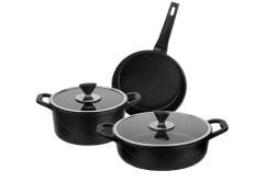 Aryıldız Parma Cast Alu Tencere Set Black 5 Parça