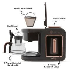 Karaca Hatır Plus 5 in 1 Konuşan Közde ve Sütlü Türk Kahvesi ve Filtre Kahve Makinesi Cherry Red