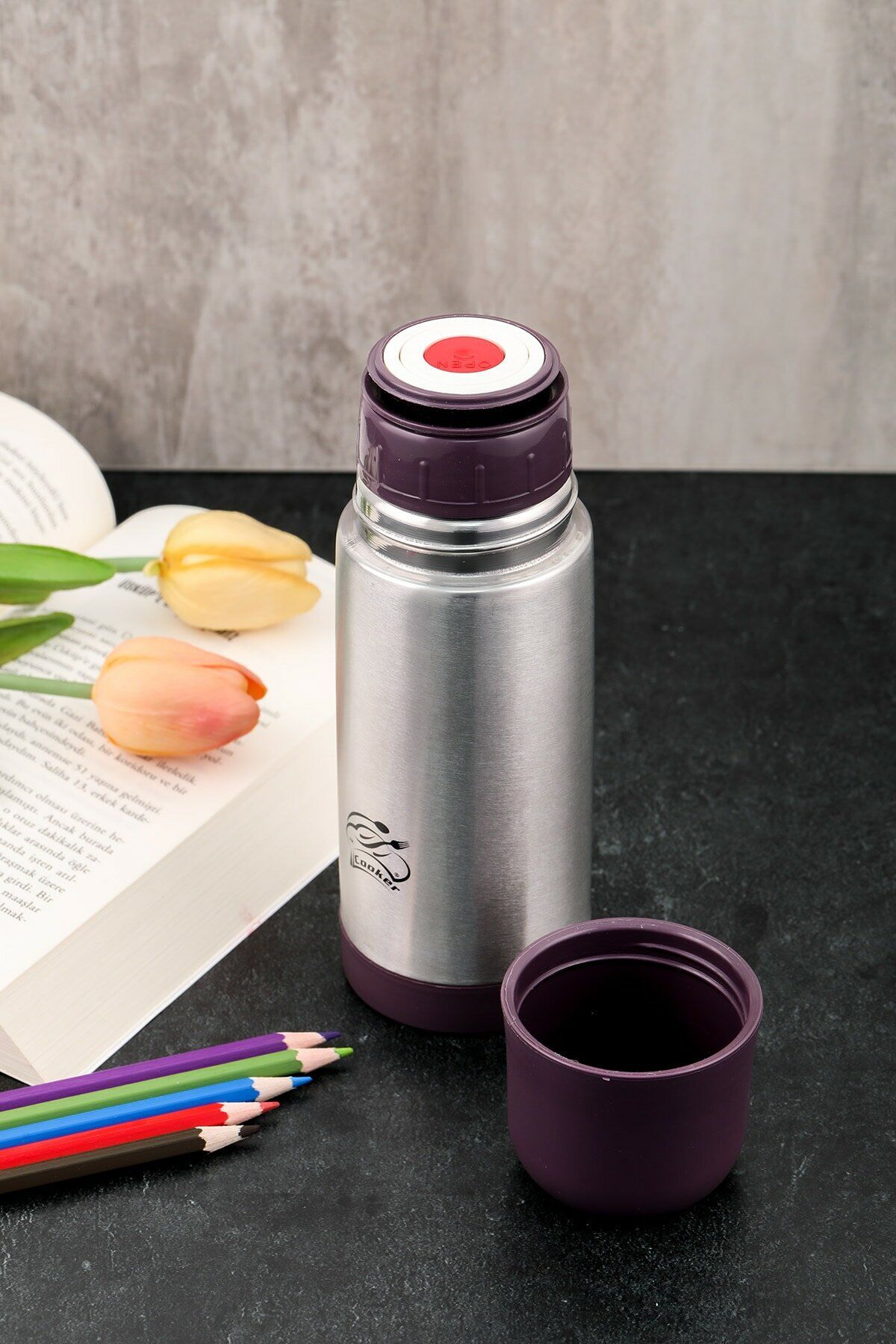 Cooker CKR2000 300 ml Çift Katlı Paslanmaz Çelik Termos 300 ML - Mor