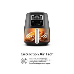 Karaca Air Pro Cook XL 2 in 1 Konuşan Airfryer Black Chrome 4 Kişilik