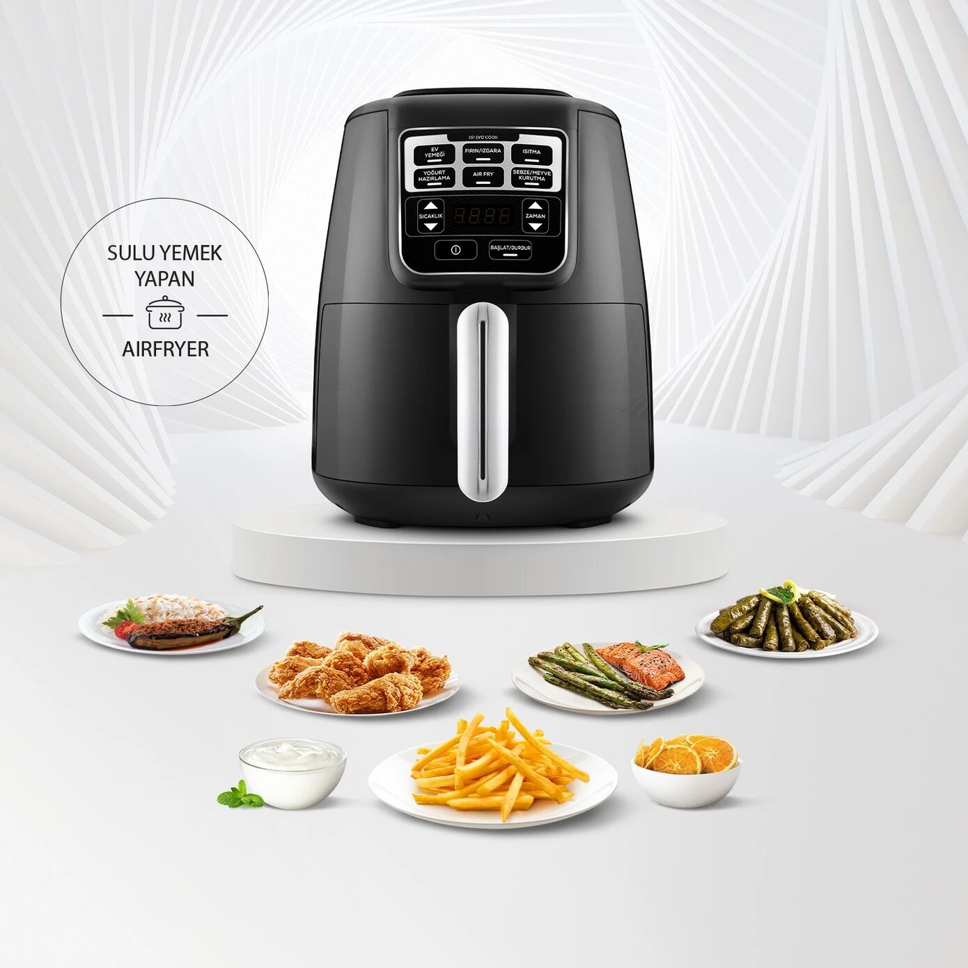 Karaca Air Pro Cook XL 2 in 1 Konuşan Airfryer Black Chrome 4 Kişilik