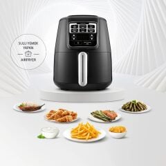 Karaca Air Pro Cook XL 2 in 1 Konuşan Airfryer Black Chrome 4 Kişilik