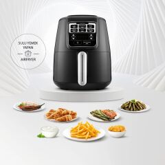 Karaca Air Pro Cook XL 2 in 1 Konuşan Airfryer Black Chrome 4 Kişilik