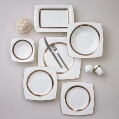 Karaca Fine Pearl Majesty 62 Parça 12 Kişilik İnci Yemek Takımı Kare