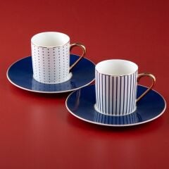 Jumbo Navy 2 Kişilik Kahve Fincan Takımı Mavi 90 ml