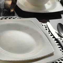 Kütahya Porselen 1136420 Bone Mare 62 Parça Yemek Takımı-Platin Yaldız