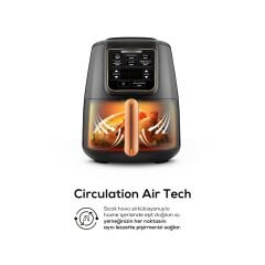 Karaca Air Pro Cook XL 2 in 1 Konuşan Airfryer Black Copper 4 Kişilik