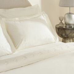 Karaca Home White Coll Rayas Nakışlı %100 Pamuk Çift Kişilik Nevresim Takımı Beyaz