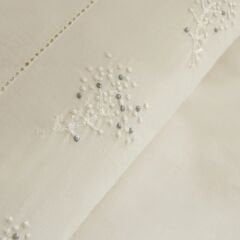 Karaca Home White Coll Rayas Nakışlı %100 Pamuk Çift Kişilik Nevresim Takımı Beyaz