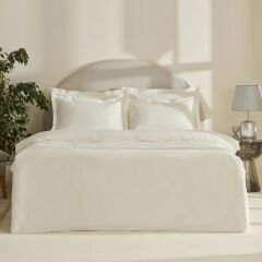 Karaca Home White Coll Rayas Nakışlı %100 Pamuk Çift Kişilik Nevresim Takımı Beyaz