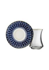 Sandro Moreno 1453 Deep Blue Gold 12 Parça 6 Kişilik Çay Seti 110 ml