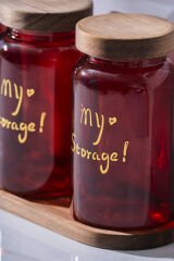 Acar HCH-07936/4 Pierre Akasya Kapaklı Kavanoz Seti - Kırmızı