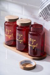 Acar HCH-07936/4 Pierre Akasya Kapaklı Kavanoz Seti - Kırmızı