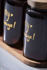 Acar HCH-07936/4 Pierre Akasya Kapaklı Kavanoz Seti - Kahverengi