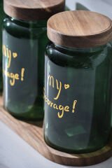 Acar HCH-07936/4 Pierre Akasya Kapaklı Kavanoz Seti - Yeşil