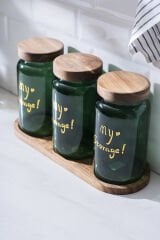 Acar HCH-07936/4 Pierre Akasya Kapaklı Kavanoz Seti - Yeşil