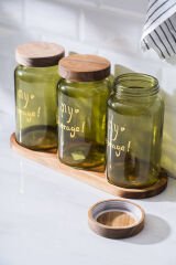 Acar HCH-07936/4 Pierre Akasya Kapaklı Kavanoz Seti - Sarı