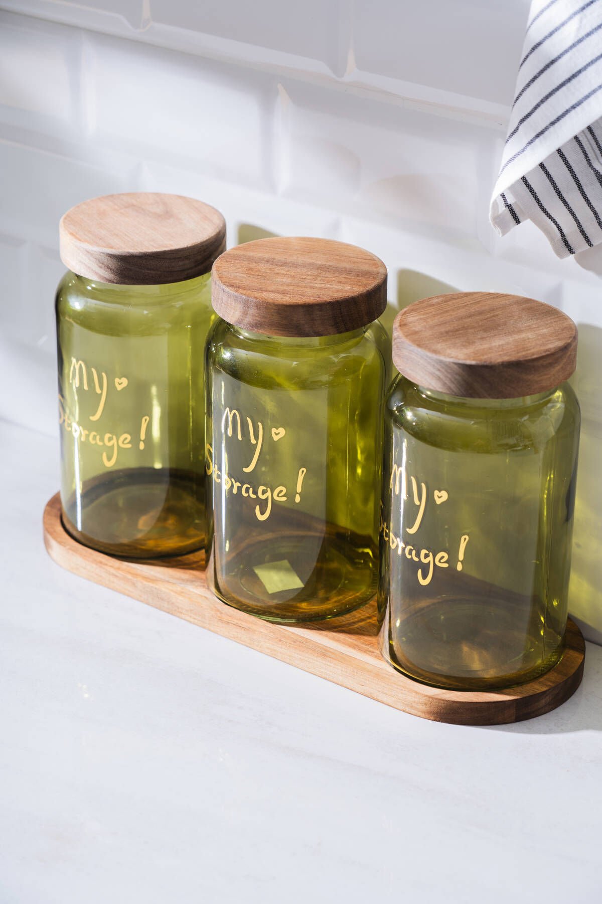 Acar HCH-07936/4 Pierre Akasya Kapaklı Kavanoz Seti - Sarı