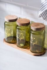 Acar HCH-07936/4 Pierre Akasya Kapaklı Kavanoz Seti - Sarı