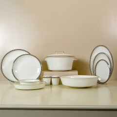 Evaliza Alaia Zeytin Yaprağı 60 Parça 12 Kişilik Yemek Takımı - Black Gold