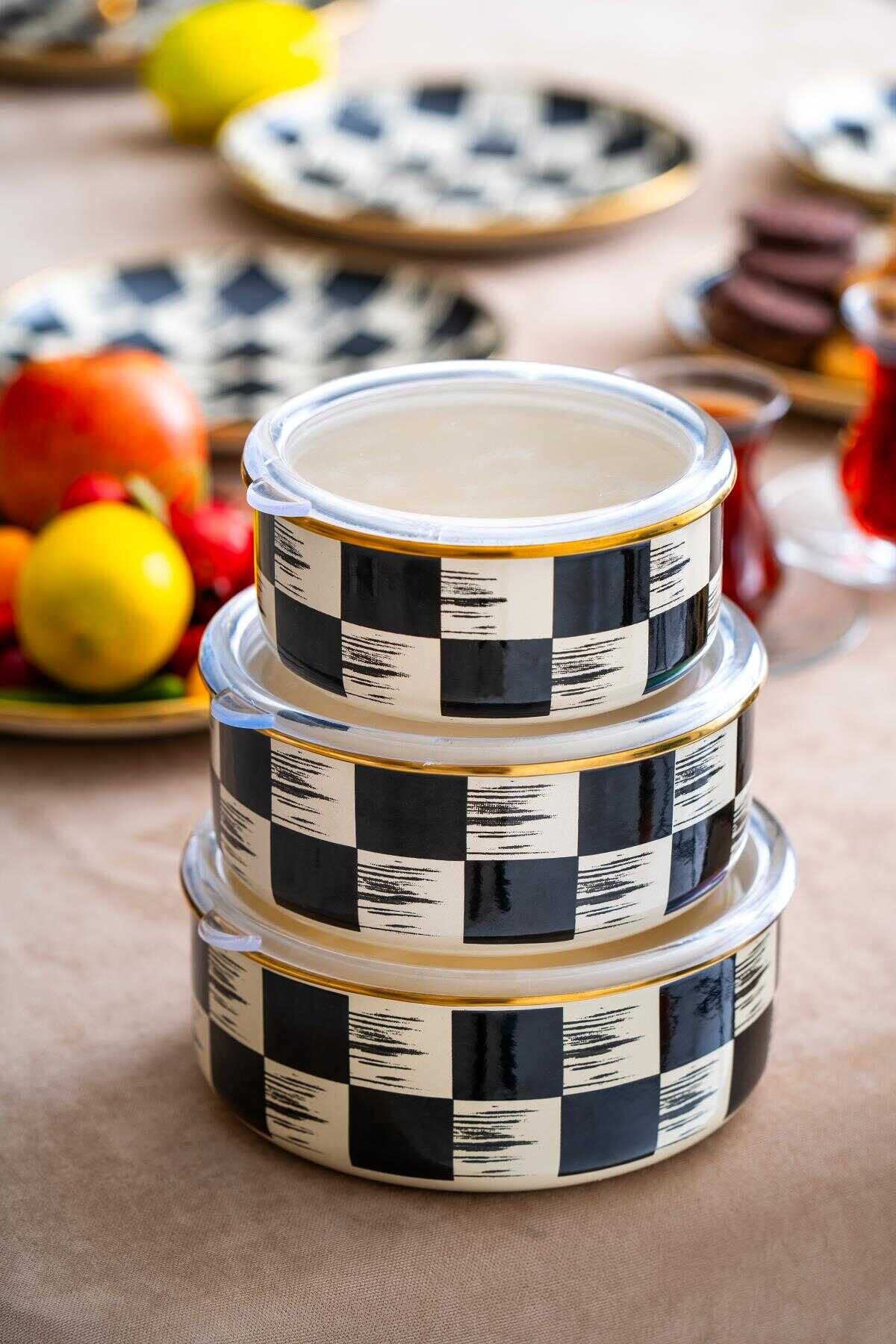 Acar XAP-21-0517/12 Qualita King Emaye 3 lü Saklama Kabı