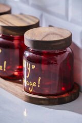 Acar HCH-07937/8 Pierre Akasya Kapaklı Kavanoz Seti - Kırmızı