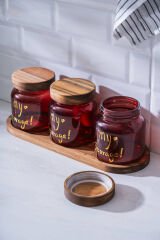 Acar HCH-07937/8 Pierre Akasya Kapaklı Kavanoz Seti - Kırmızı