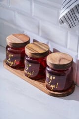 Acar HCH-07937/8 Pierre Akasya Kapaklı Kavanoz Seti - Kırmızı