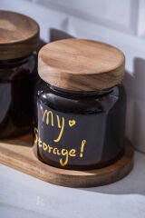 Acar HCH-07937/8 Pierre Akasya Kapaklı Kavanoz Seti - Kahverengi