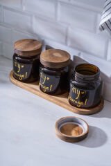 Acar HCH-07937/8 Pierre Akasya Kapaklı Kavanoz Seti - Kahverengi