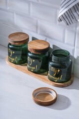 Acar HCH-07937/8 Pierre Akasya Kapaklı Kavanoz Seti - Yeşil