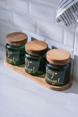 Acar HCH-07937/8 Pierre Akasya Kapaklı Kavanoz Seti - Yeşil