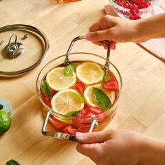 Karaca Amore Borosilikat Cam Derin Tencere 16 Cm